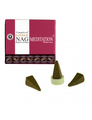 Encens Naturel " Golden Nag Meditation " / 10 Cônes [Vijayshree]