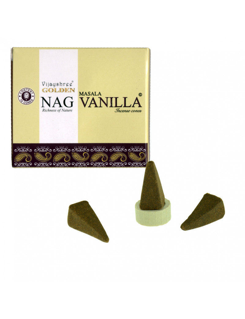 Encens Naturel " Golden Nag Vanille " / 10 Cônes [Vijayshree]